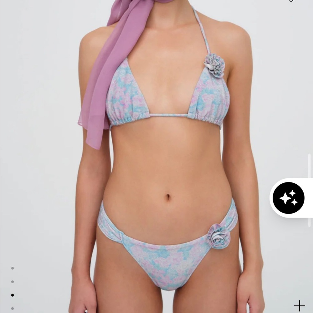 For Love And Lemons Pink and Blue Floral Bikini Bottoms